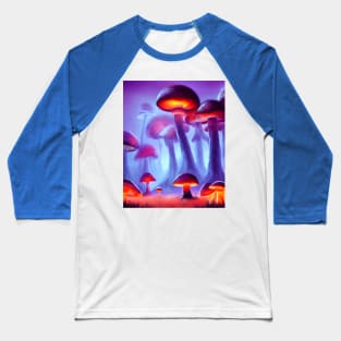 Trippy Glowing Magic Mushroom Forest Baseball T-Shirt